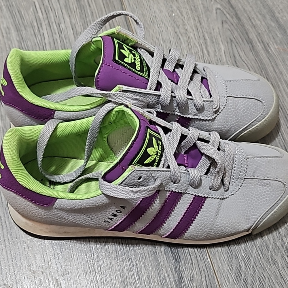 Adidas Samoa Grey purple lime green sneakers